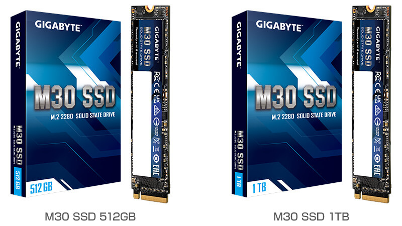 GIGABYTE M30 SSD 512GB、1TB 製品画像
